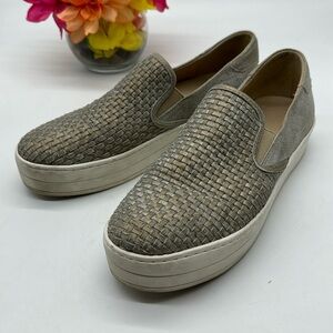 J Slides Gold Silver Slip On Sneakers Size 10 MS6896C